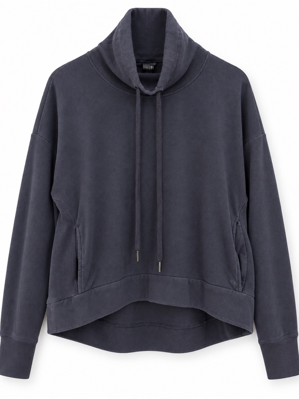 Sweaty Betty medium navy blue hi lo crop cowl butter soft pull over sweatshirt